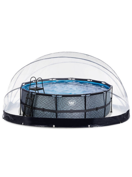 Басейн EXIT 427x122 см з накриттям і тепловим насосом "Камінь"